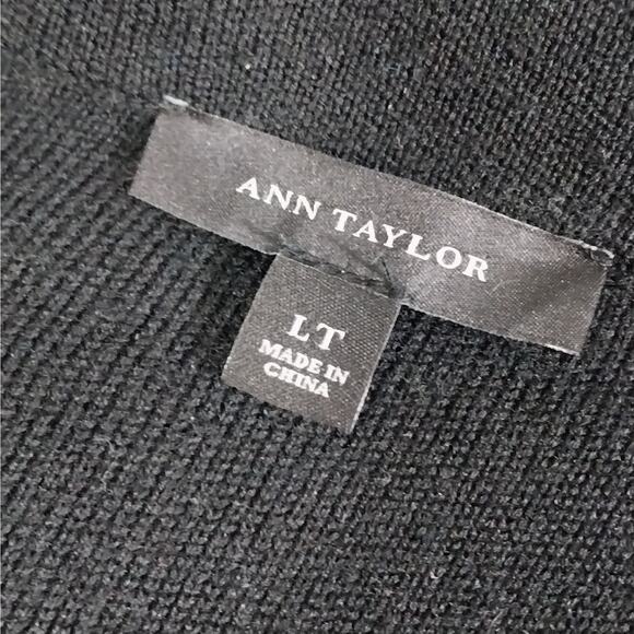 ANN TAYLOR! RICH BLACK DENSELY KNIT DOUBLE BREASTED SWEATER JACKET! SZ LT - Picture 6 of 9